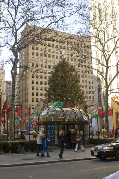 Entrance to the Lower Plaza at the Rockefeller Center During Christmas in Manhattan, New York City