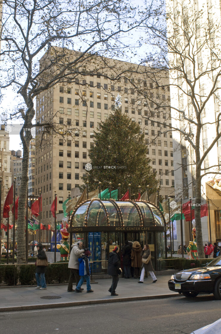 Entrance to the Lower Plaza at the Rockefeller Center During Christmas in Manhattan, New York City