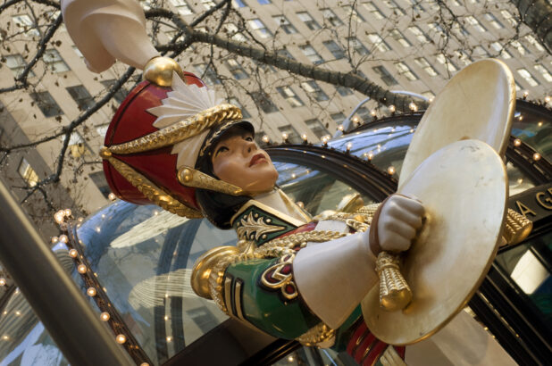 Close-Up View of a Giant Toy Soldier Christmas Figurine at Rockefeller Center in Manhattan, New York City