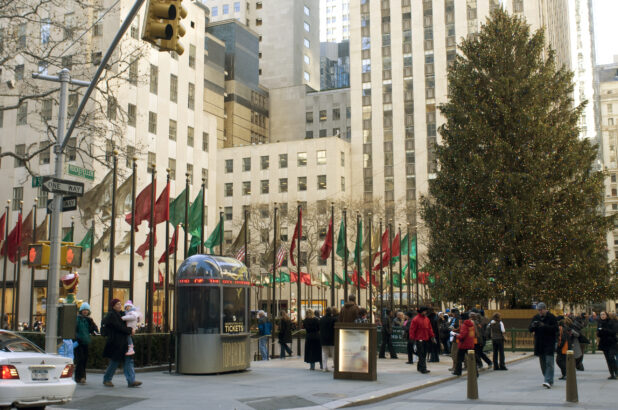 People Walking in Front of the Christmas Tree at Rockefeller Center in Manhattan, New York City - Variation
