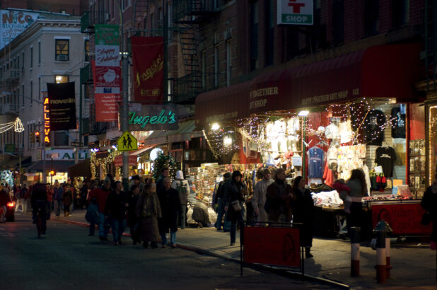Evening View of a Busy Street in Little Italy, Manhattan, New York City During the Holiday Season - Variation2