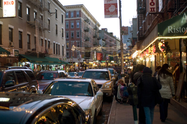 Evening View of a Busy Street in Little Italy, Manhattan, New York City