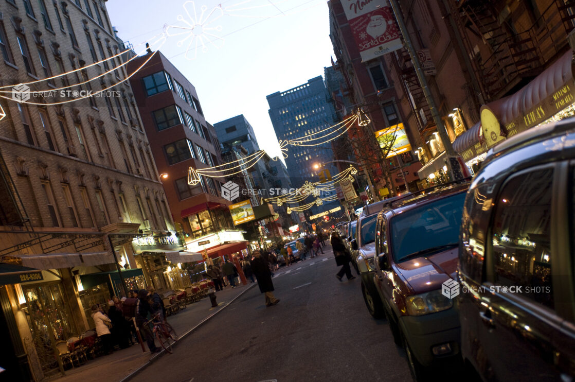 Night View of Little Italy During the Holiday Season in Manhattan, New York City