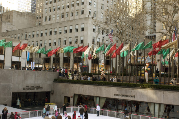 Flags of the World in Christmas Colours at the Rockefeller Center in Manhattan, New York City