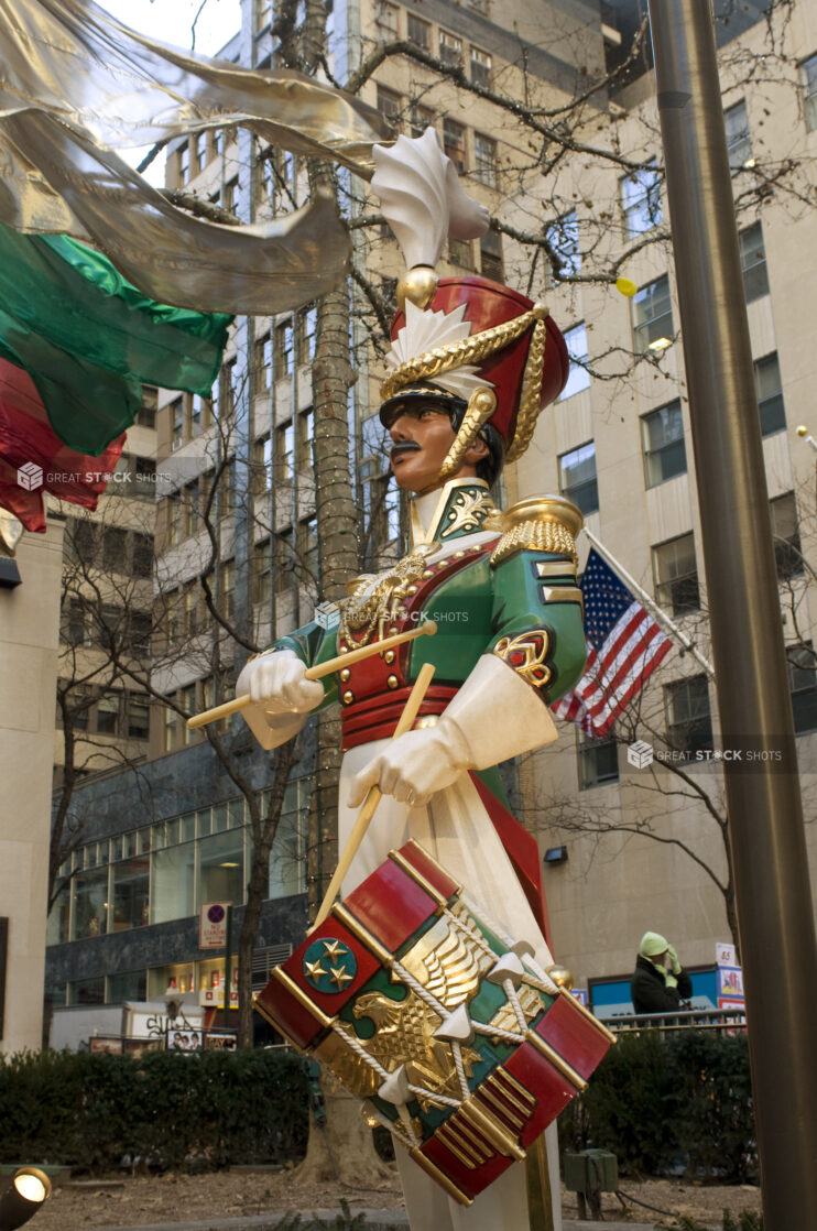 Christmas Figurine of a Giant Toy Solder Playing a Drum at Rockefeller Center in Manhattan, New York City