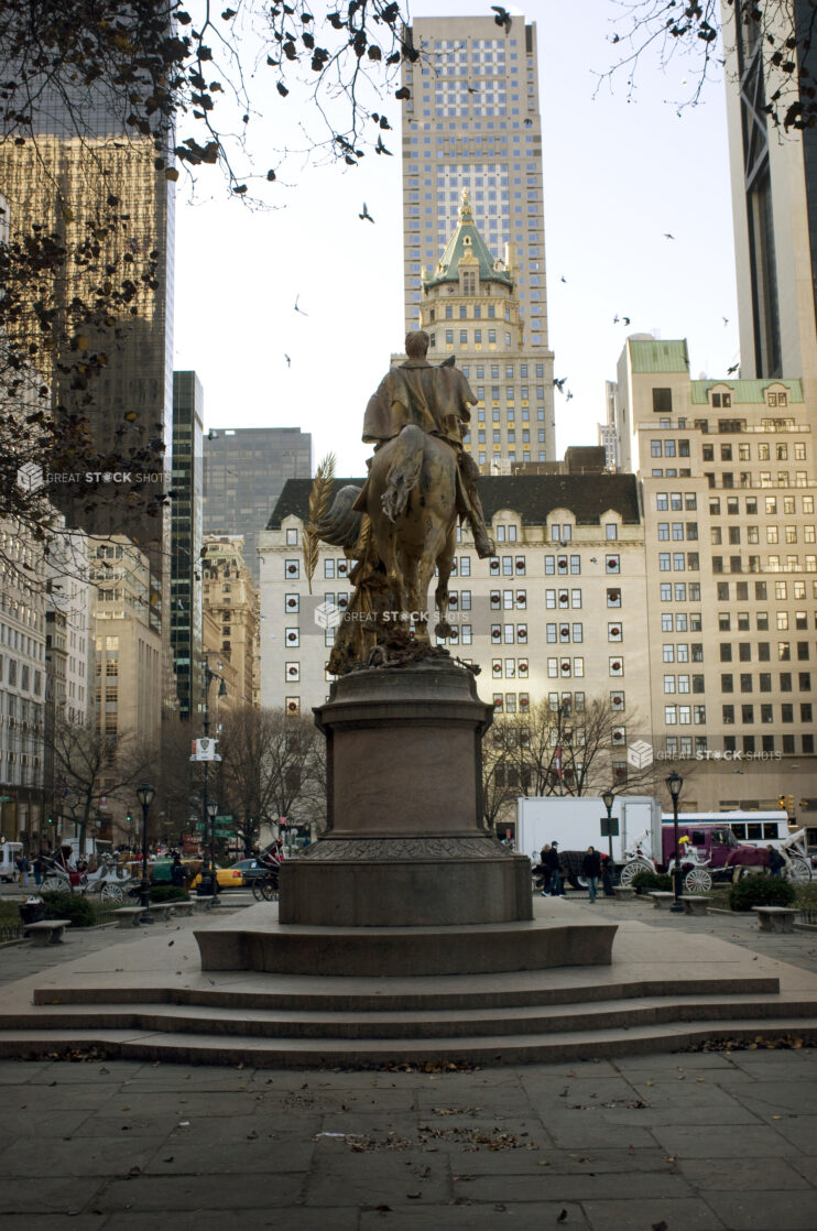 Rear View of the Sherman Memorial Statue and the Goddess Nike in the Grand Army Plaza, Central Park, New York City