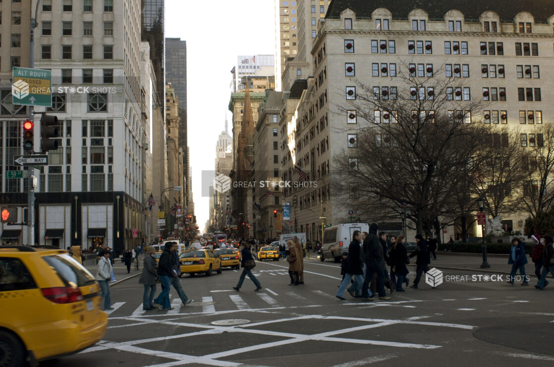 View Down Fifth Avenue During Winter in Manhattan, New York City