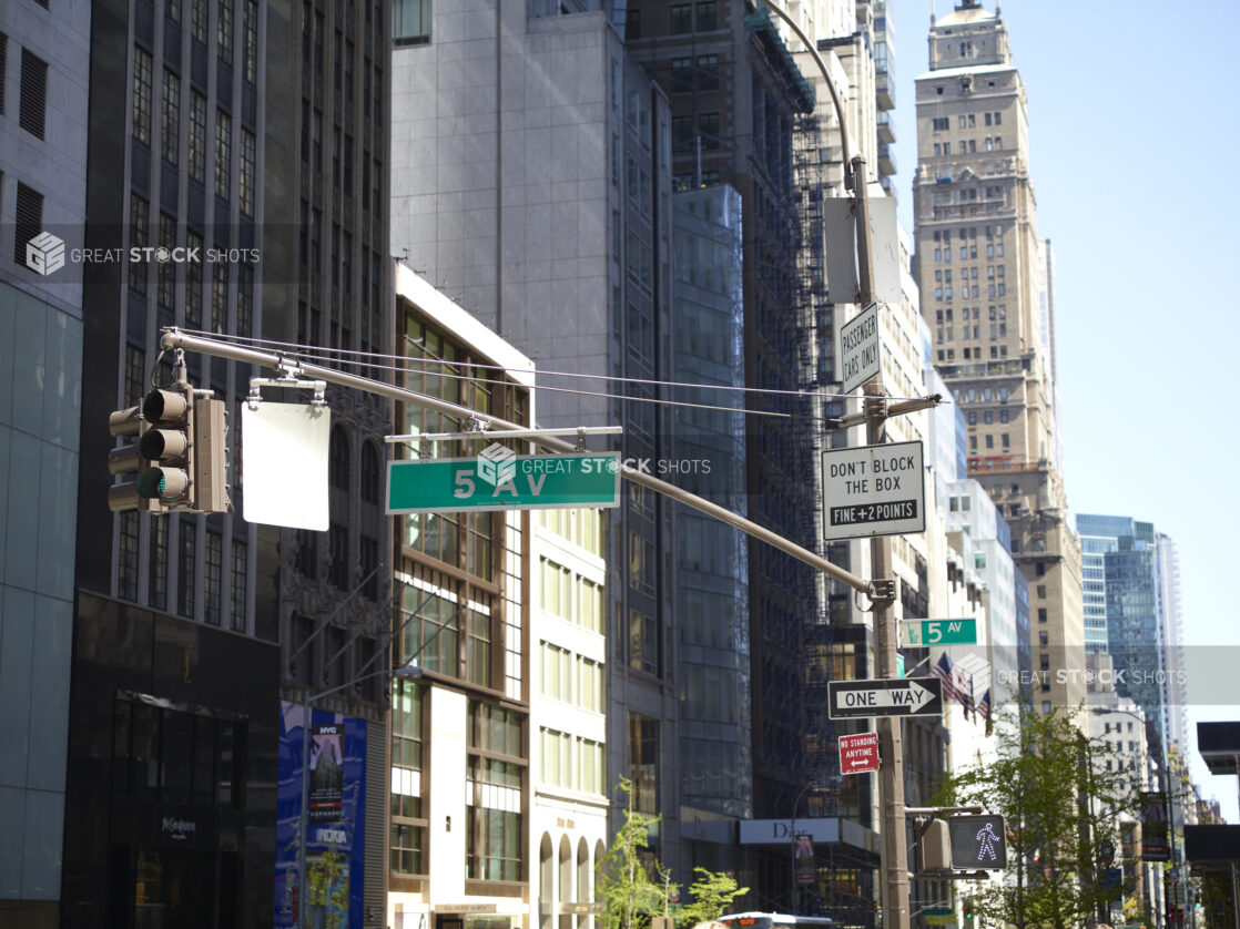 View From Fifth Avenue to The Ritz Hotel Tower and Other Office Buildings in Manhattan, New York City