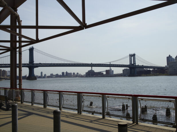 View of Manhattan Bridge From South Street Seaport in Lower Manhattan, New York City