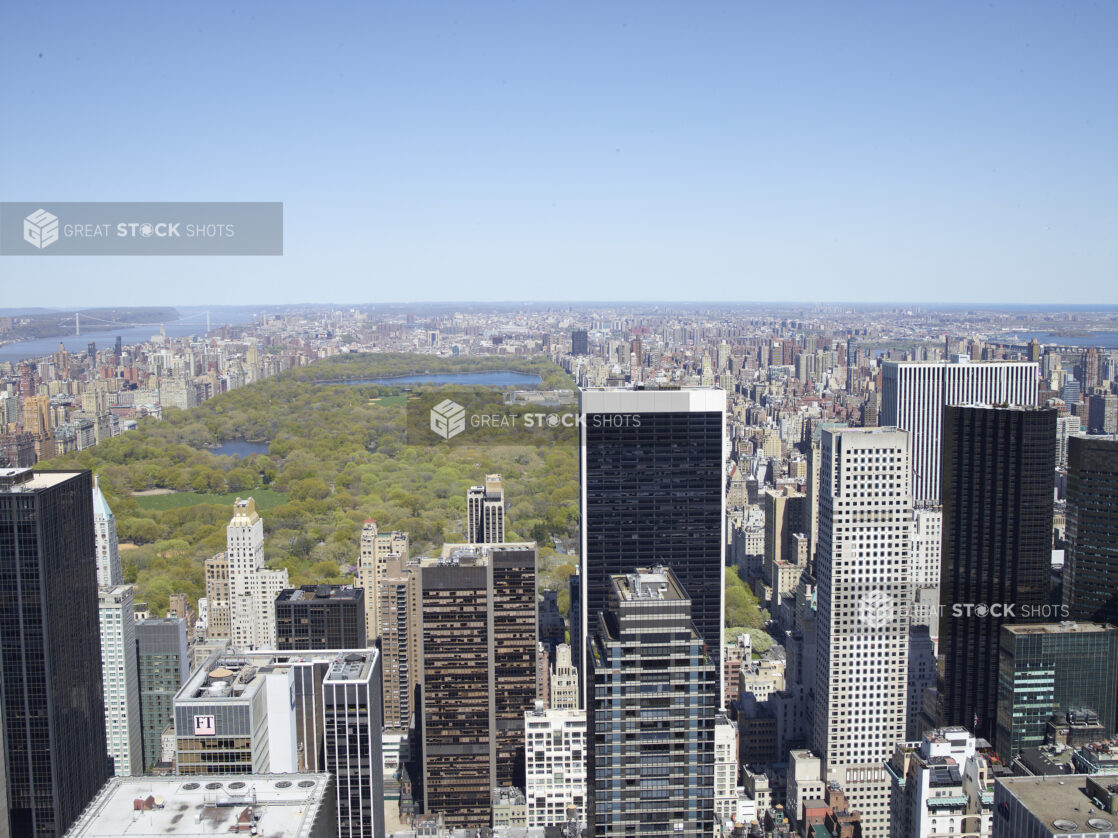 Aerial View of Manhattan, New York City with Buildings Surrounding Central Park - Variation