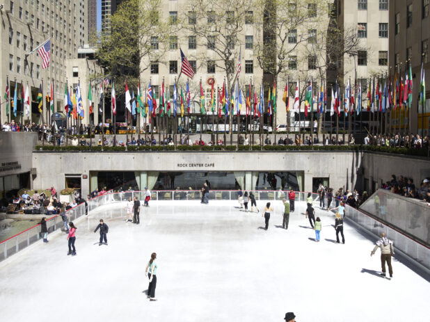 People Skating on the Outdoor Ice Rink in the Lower Plaza of the Rockefeller Center in Manhattan, New York City – Variation 2
