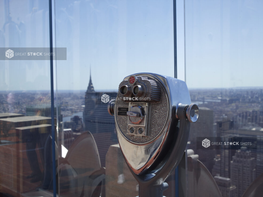 Coin-Operated Binoculars on the Viewing Platform at the Top of Rockefeller Center in Manhattan, New York City