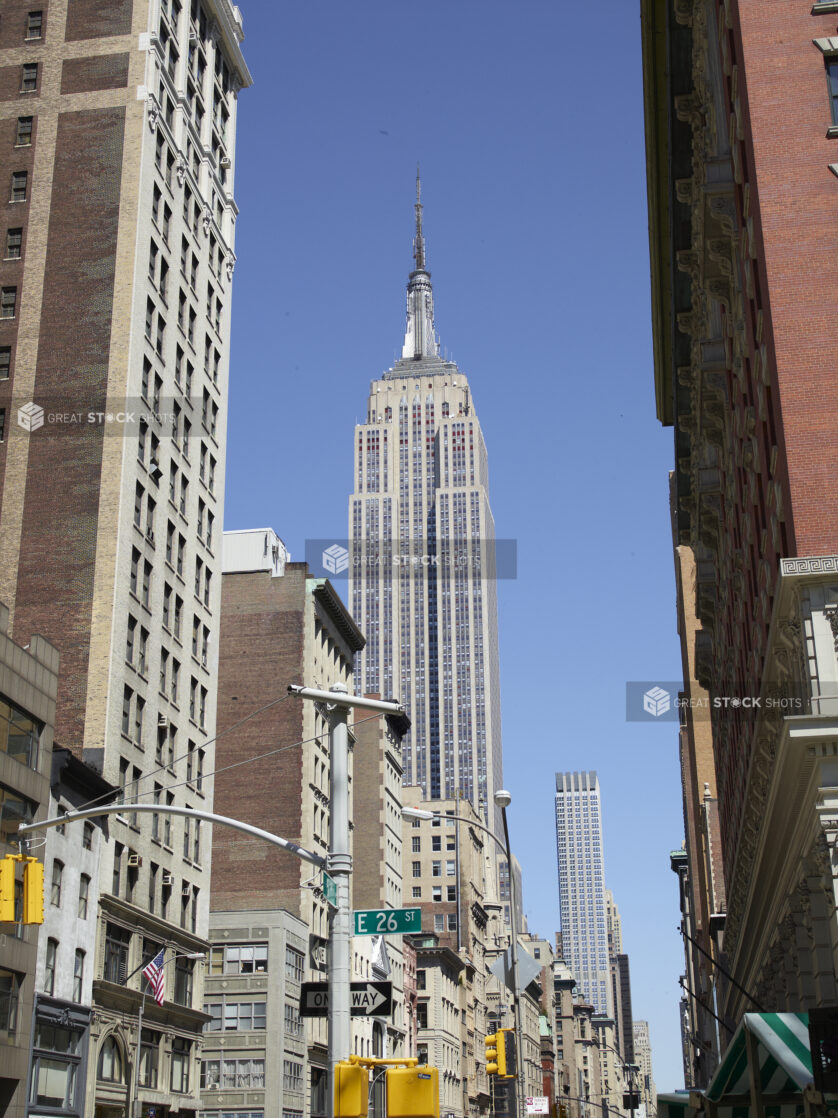 View from East 26th Street Up to the Empire State Building in Manhattan, New York City