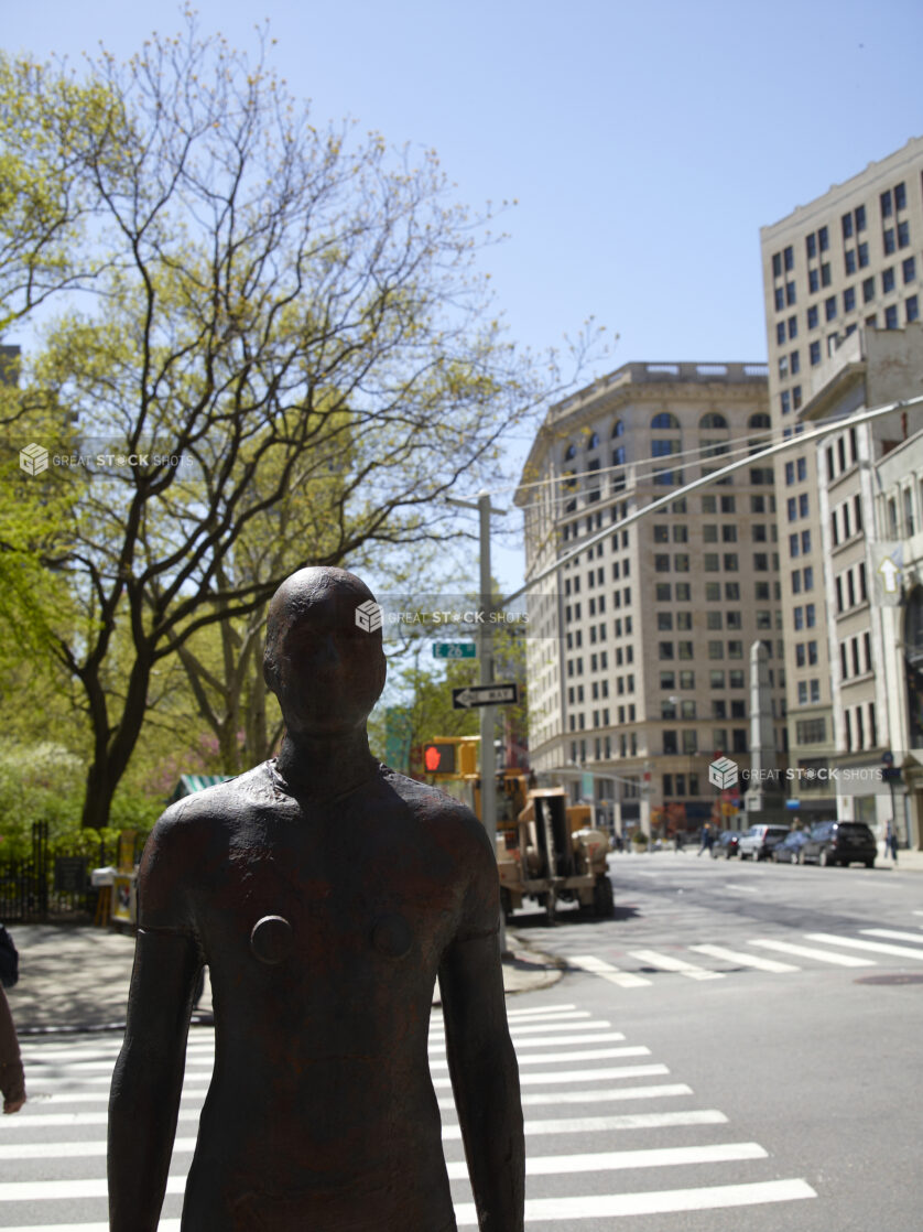 Close Up of the Front Side of the Event Horizon Sculpture by Antony Gormley in Manhattan, New York City