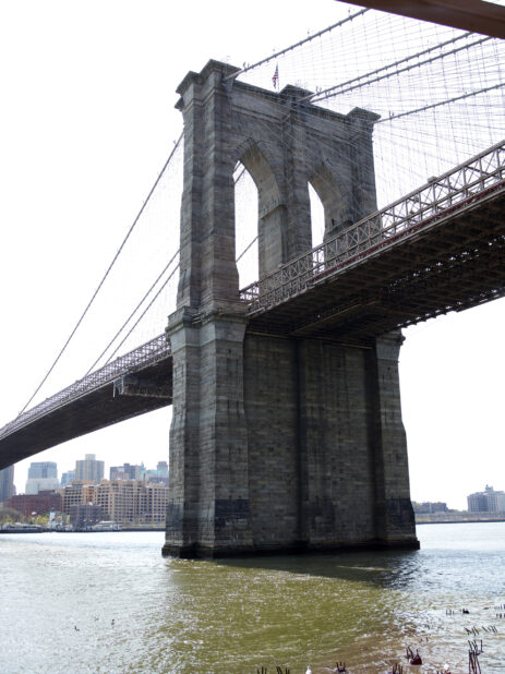 South West View of a Suspension Tower for the Brooklyn Bridge in Manhattan, New York City