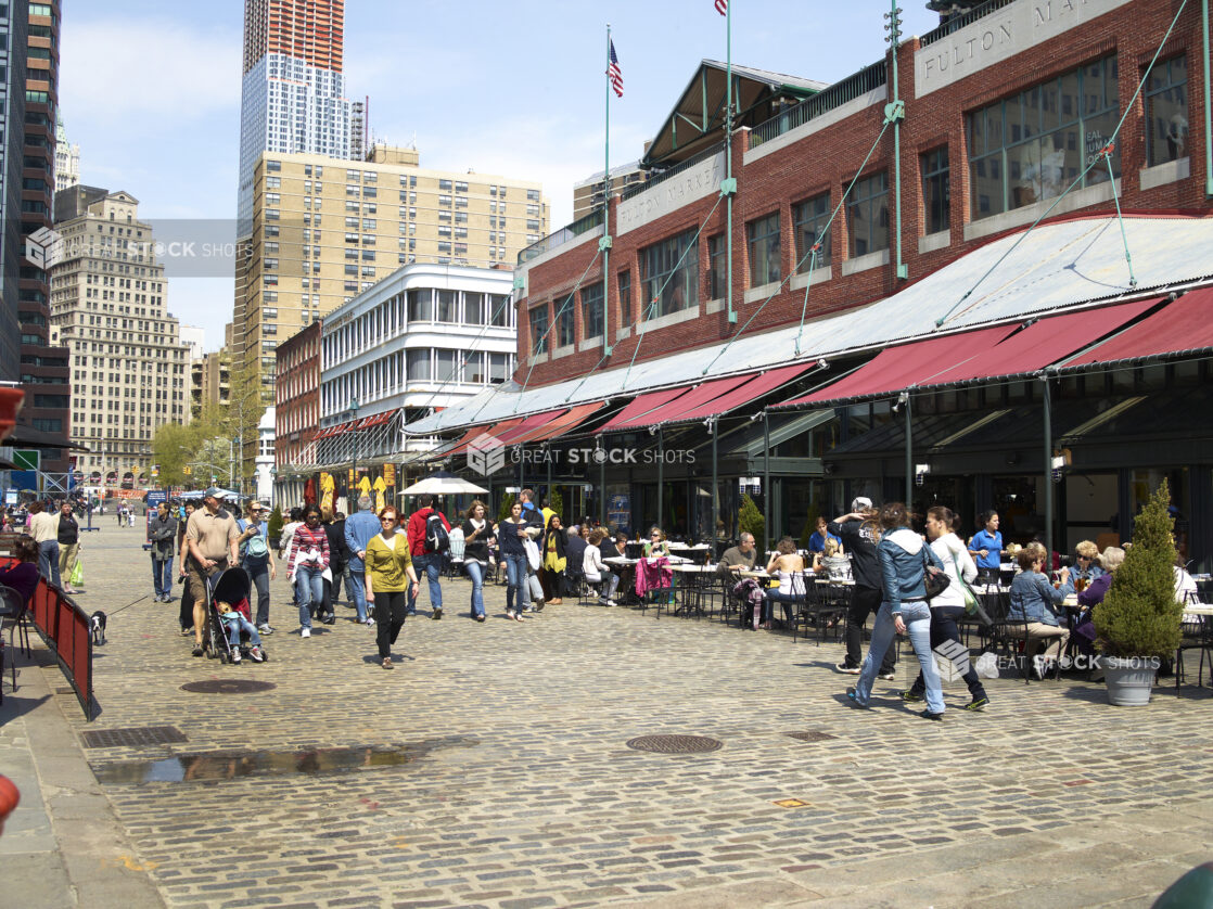 Exterior of Fulton Market in South Street Seaport, Lower Manhattan, New York City