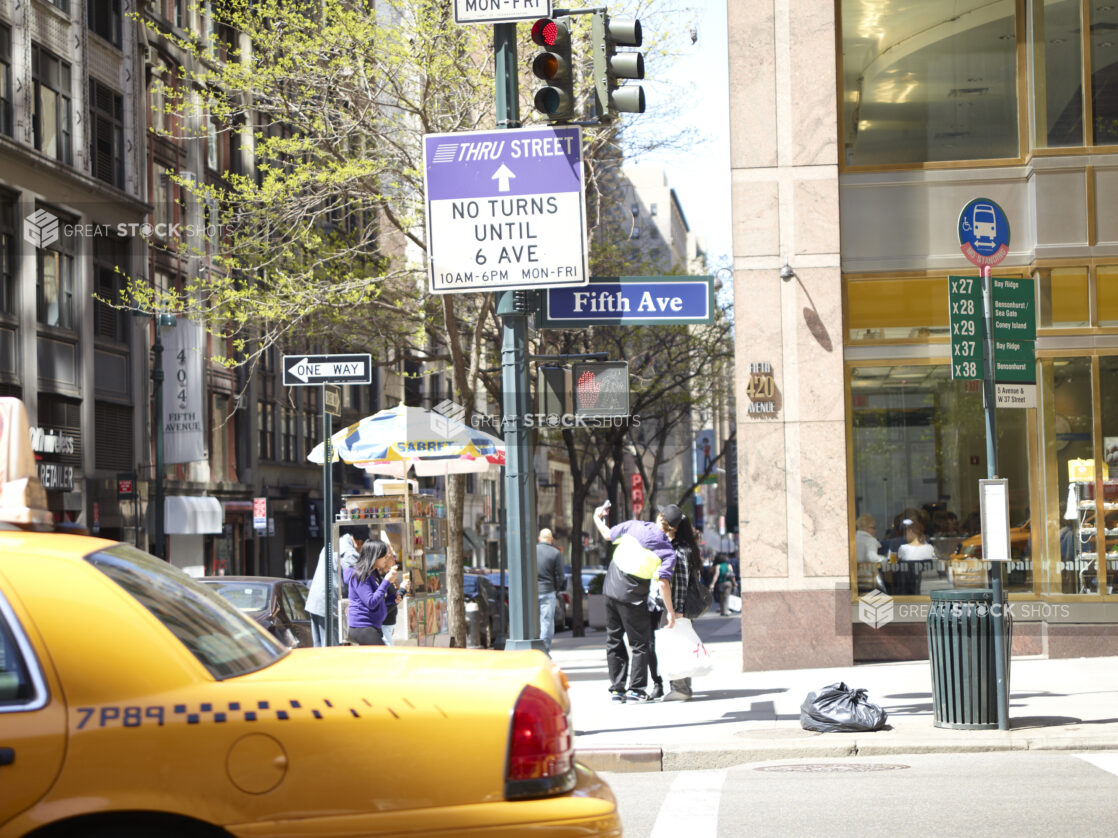 View of a Street Corner on Fifth Avenue in Manhattan, New York City