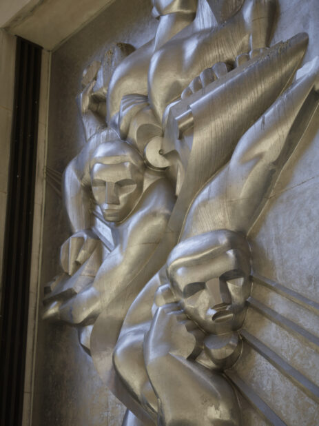 News on the Wire - Art Deco-style Relief Sculpture Over the Entrance to Rockefeller Center in Manhattan, New York City