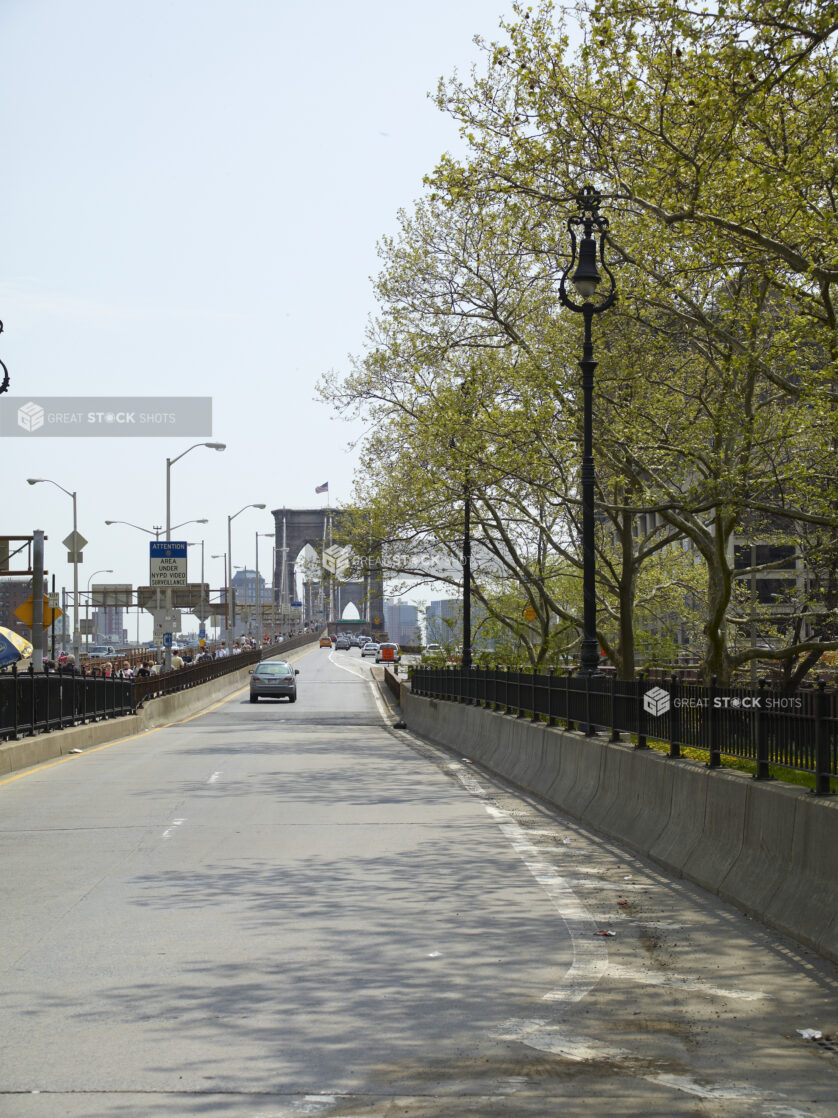 View Down South East Vehicular Path and Promenade to Brooklyn Bridge in Manhattan, New York City – Variation 3