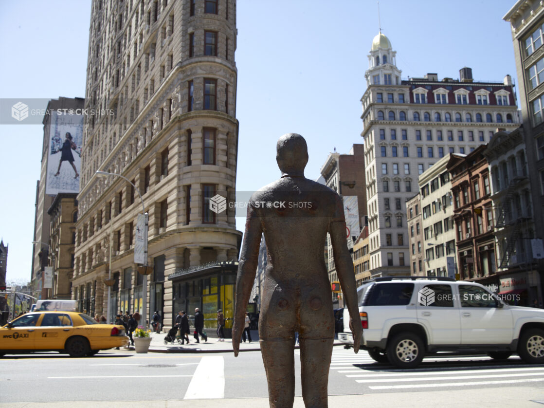 View from Back of the Event Horizon Sculpture by Antony Gormley in Front of the Flatiron Building in Manhattan, New York City