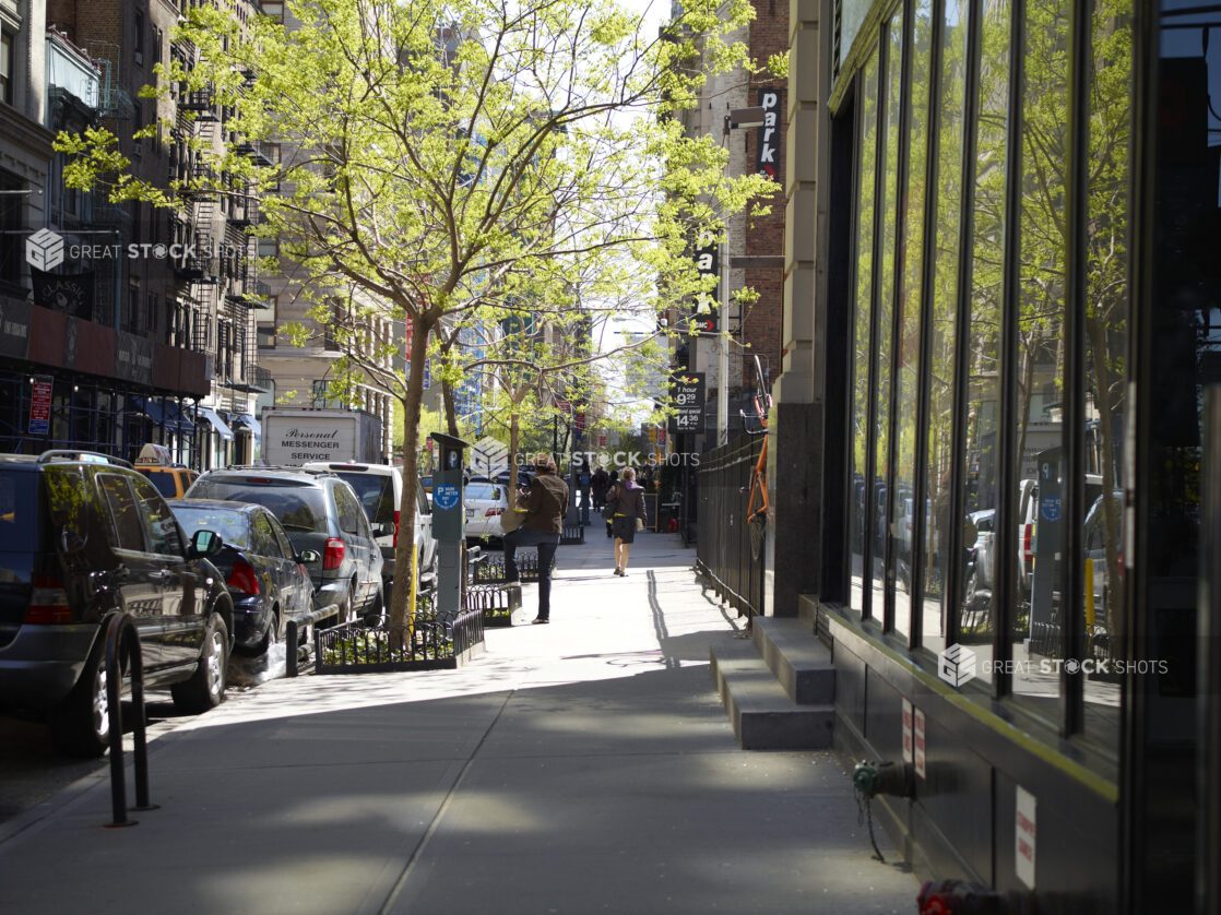 View Down a Sidewalk in Yorkville, Manhattan, New York City