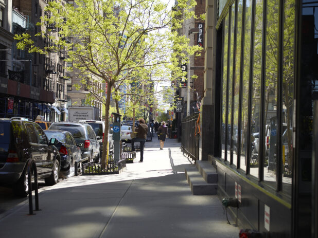 View Down a Sidewalk in Yorkville, Manhattan, New York City