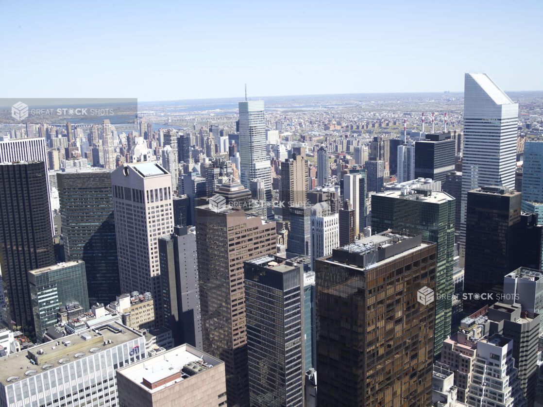 Aerial View of Skyscrapers and Office Towers in Manhattan, New York City - Variation