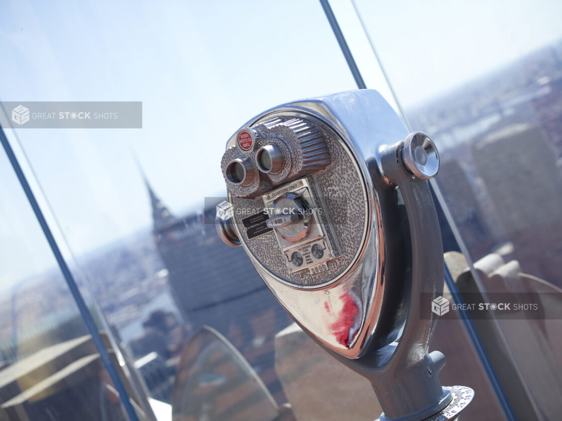 Close Up of a Coin-Operated Binocular at the Top of the Deck at the Rockefeller Center in Manhattan, New York City