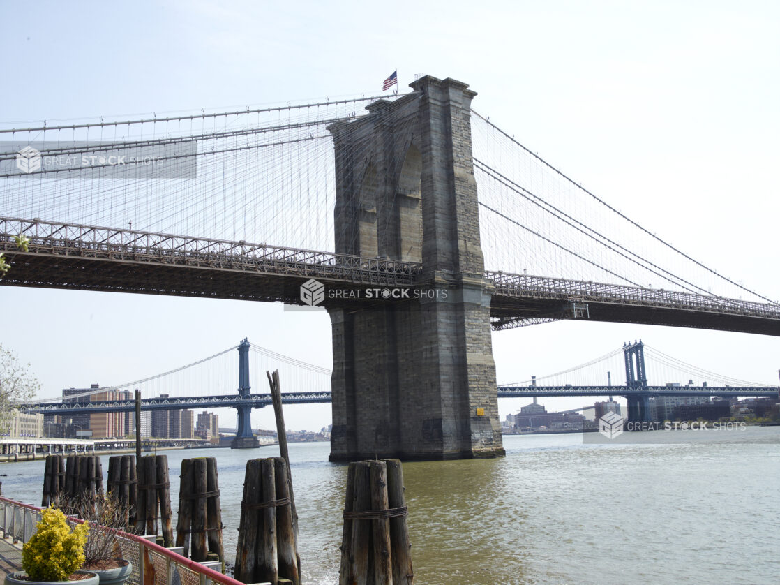 View of the Brooklyn Bridge from the South Street Seaport in Manhattan, New York City - Variation 2