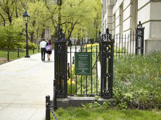 Wrought Iron Gate Leading into the New York City Hall Park in Manhattan, New York City
