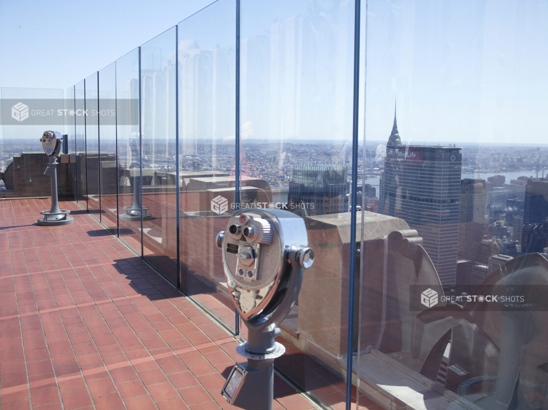 Coin-Operated Binoculars at the Top of the Deck at the Rockefeller Center in Manhattan, New York City