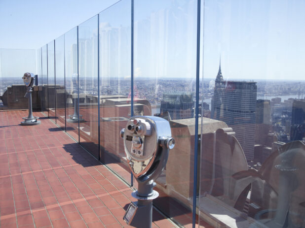 Coin-Operated Binoculars at the Top of the Deck at the Rockefeller Center in Manhattan, New York City