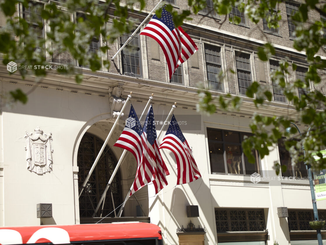 American Flags Hanging Over the Entrance to the Lord and Taylor Department Store (Closed) in Manhattan, New York City – Variation 2