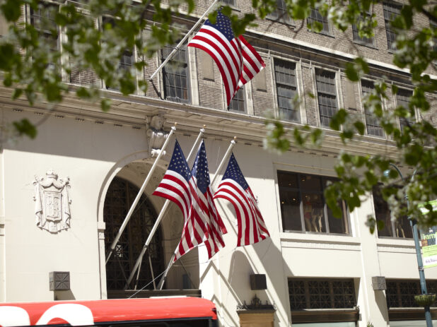 American Flags Hanging Over the Entrance to the Lord and Taylor Department Store (Closed) in Manhattan, New York City – Variation 2