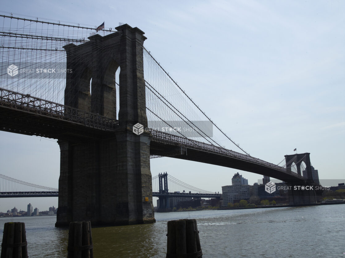 South East View Down the Brooklyn Bridge in Manhattan, New York City – Variation 3