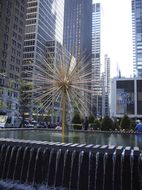 Close Up of the Dandelion Fountain Turned Off in a Public Plaza on the Avenue of Americas in Manhattan, New York City