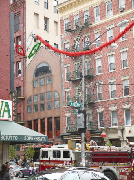 Corner of Mulberry Street and Grand Street in the Little Italy Neighbourhood of Manhattan, New York City