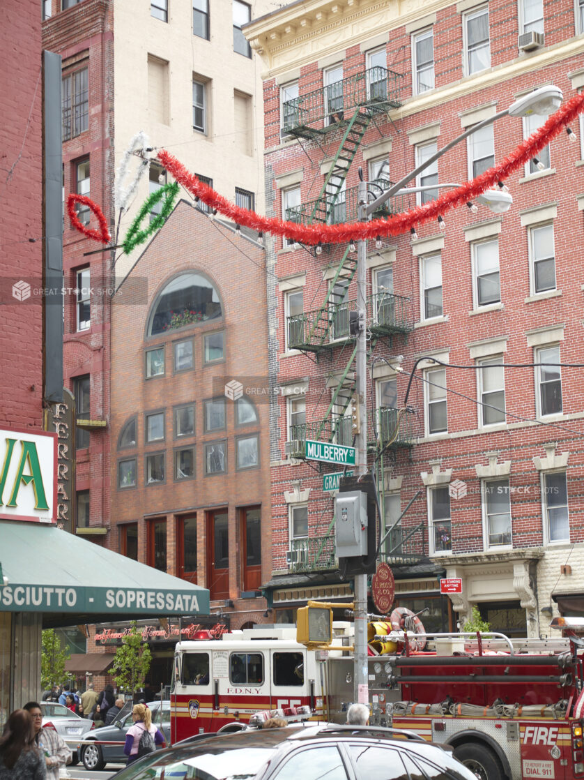 Corner of Mulberry Street and Grand Street in the Little Italy Neighbourhood of Manhattan, New York City
