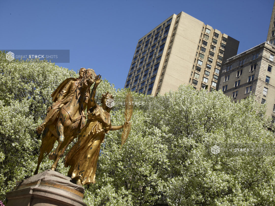 Close Up of the Sherman Memorial Statue and the Goddess Nike in the Grand Army Plaza, Central Park, New York City