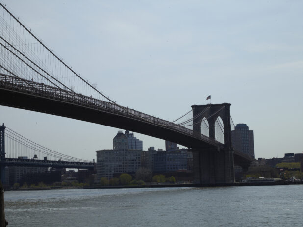 South East View Down the Brooklyn Bridge in Manhattan, New York City - Variation 2