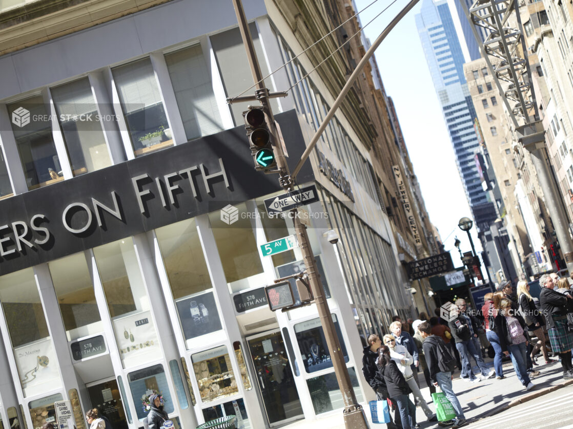 Street Corner on Fifth Avenue in the Diamond District in Manhattan, New York City