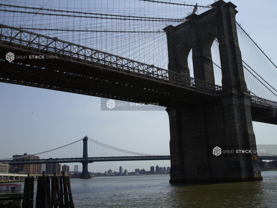 View of a Suspension Tower for Brooklyn Bridge in Manhattan, New York City – Variation2