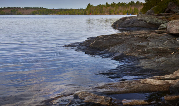 Bedrock Shoreline of a Lake in Cottage Country, Ontario, Canada