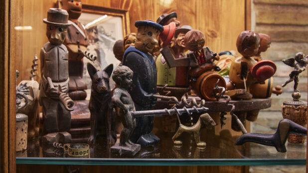 An Array of Vintage Novelty Wine Bottle Openers and Cork Screws in the Wine Museum of Ristorante Pagnanelli in Castel Gandolfo, Italy