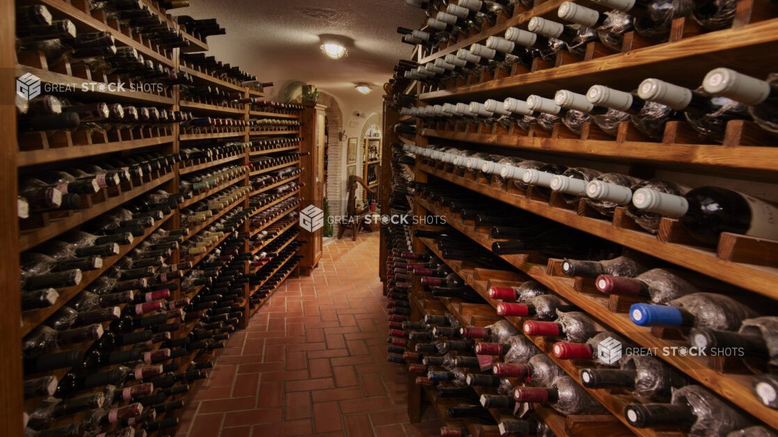 Rows of Bottled Wines in the Wine Cellar of Ristorante Pagnanelli in Castel Gandolfo, Italy - Variation