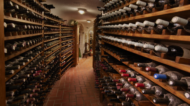 Rows of Bottled Wines in the Wine Cellar of Ristorante Pagnanelli in Castel Gandolfo, Italy - Variation