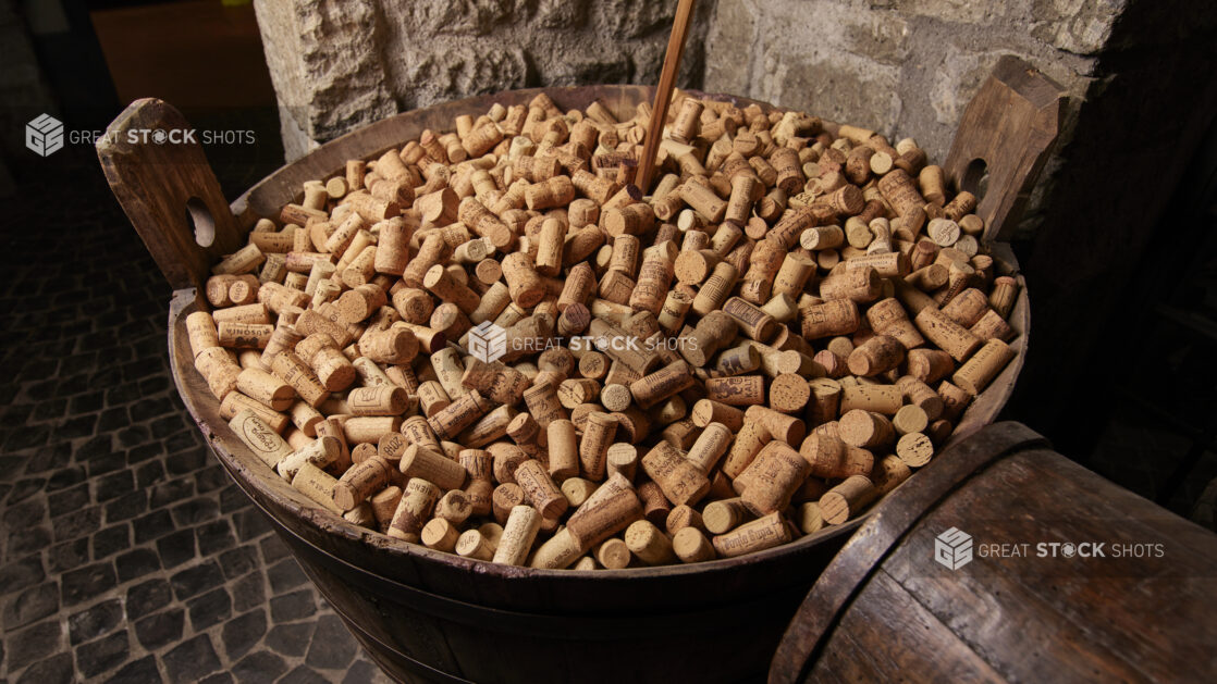 Close Up of a Barrel of Wine Corks in the Wine Museum of Ristorante Pagnanelli in Castel Gandolfo, Italy