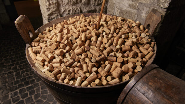 Close Up of a Barrel of Wine Corks in the Wine Museum of Ristorante Pagnanelli in Castel Gandolfo, Italy