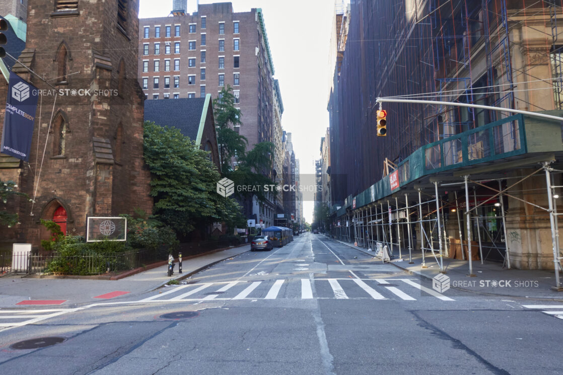 View Down an Empty and Deserted Street in Manhattan, New York City During the Coronavirus Stay At Home Order – Variation 2