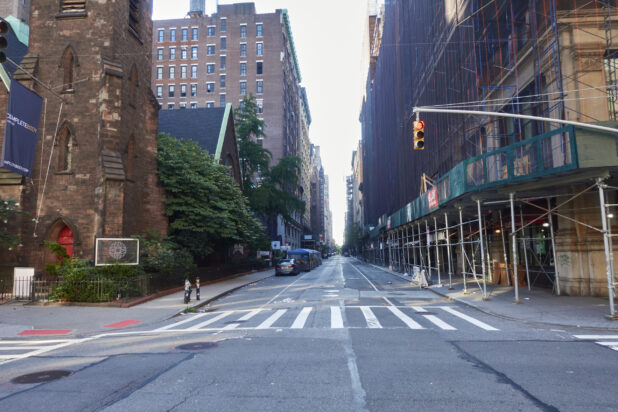 View Down an Empty and Deserted Street in Manhattan, New York City During the Coronavirus Stay At Home Order – Variation 2